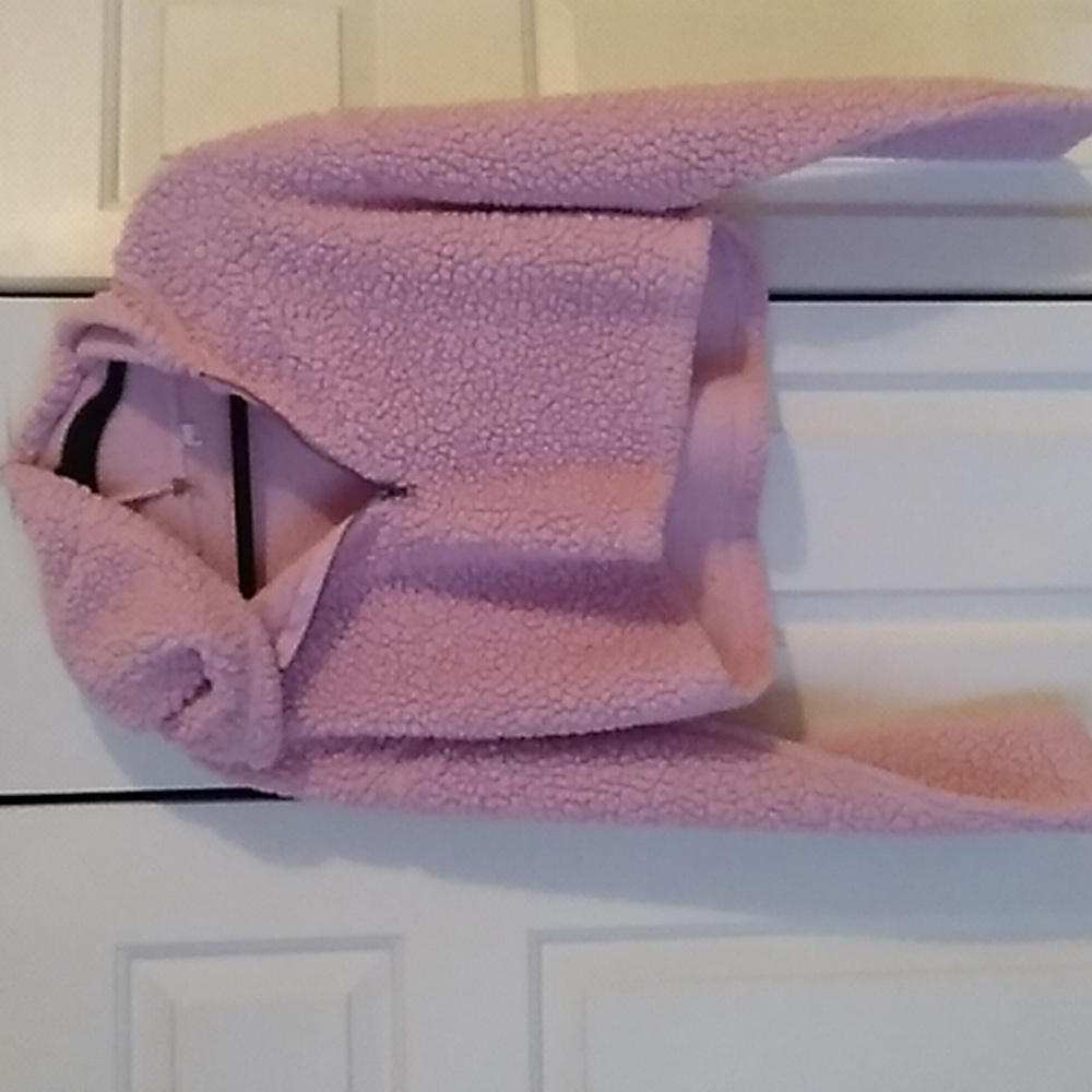 La Hearts Pink Fuzzy Cropped Sweater